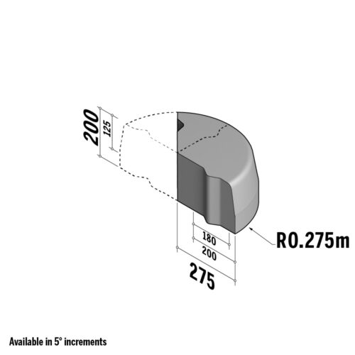 Highway 180-200x200 VB | 180-200x200 VB | Return Point | 100° | 0.275m | Half-Battered | VB