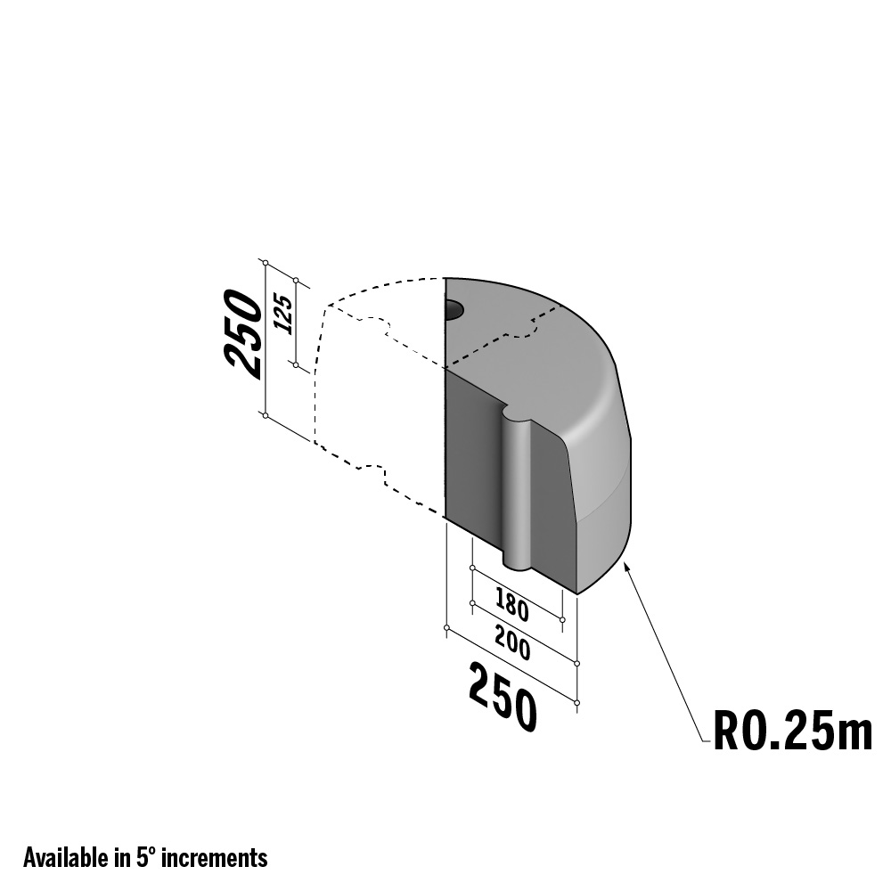 Highway 180-200x250 HD | 180-200x250 HD | Return Point | 110° | 0.25m | Half-Battered | HD