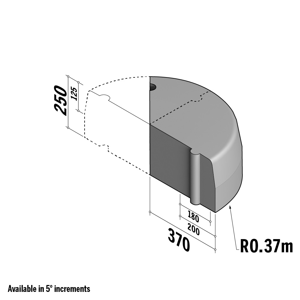 Highway 180-200x250 HD | 180-200x250 HD | Return Point | 150° | 0.37m | Half-Battered | HD