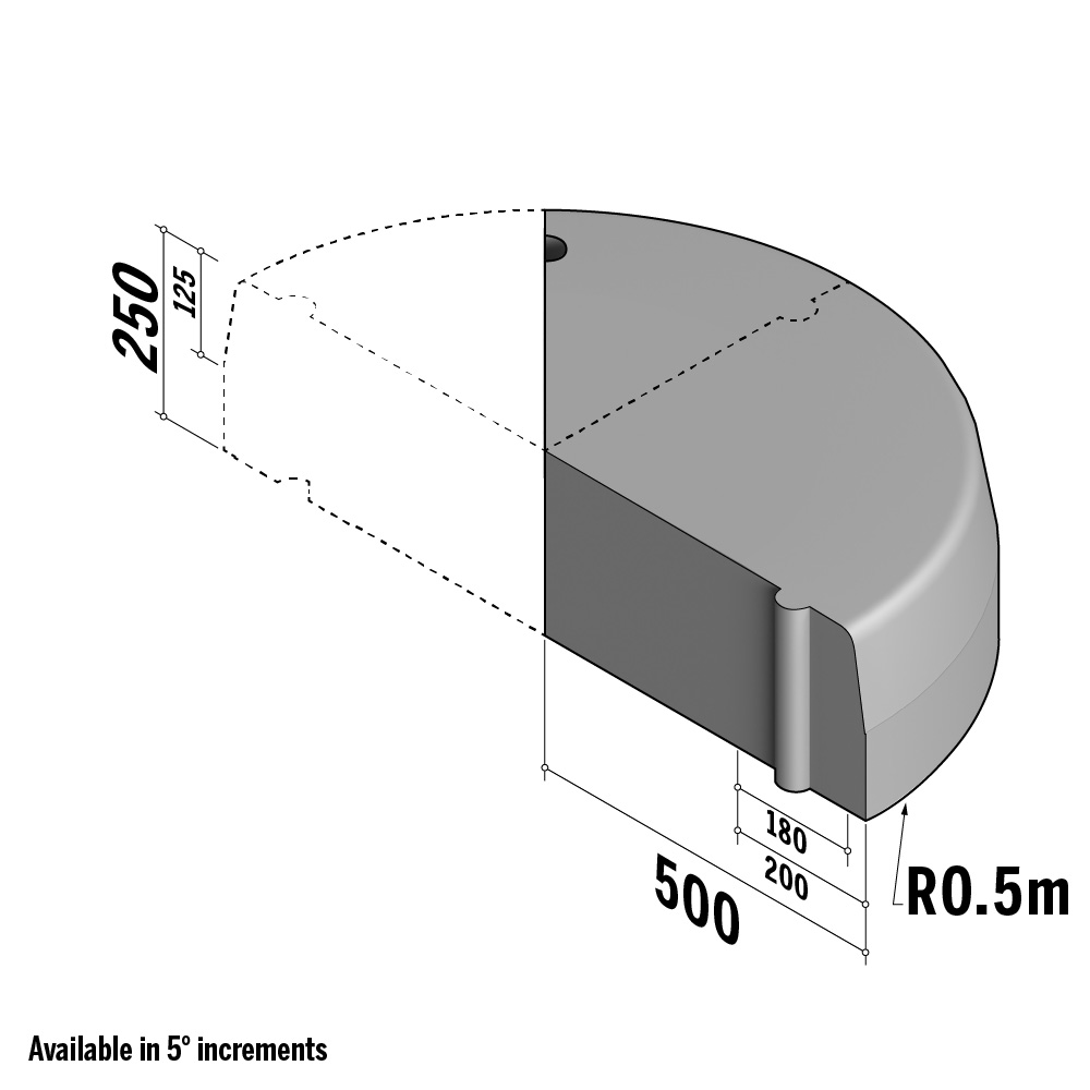 Highway 180-200x250 HD | 180-200x250 HD | Return Point | 140° | 0.5m | Half-Battered | HD