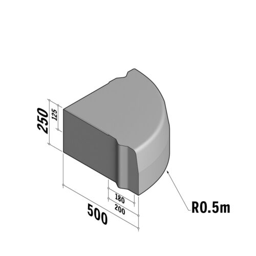 Highway 180-200x250 VB | 180-200x250 VB | Return Radial | External | 90° | 0.5m | Half-Battered | VB