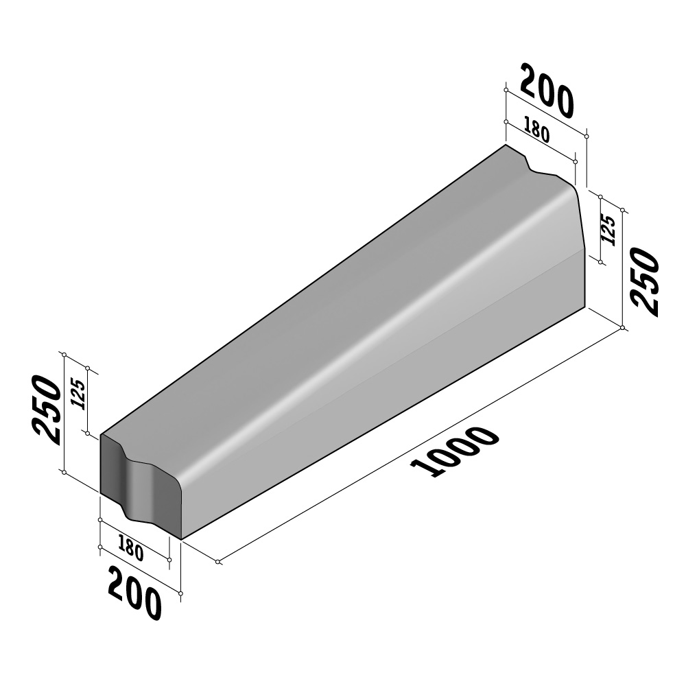 Highway 180-200x250 VB | 180-200x250 VB | Drop Transition | to 200x130 | L-1000 | Right | Half-Battered | VB