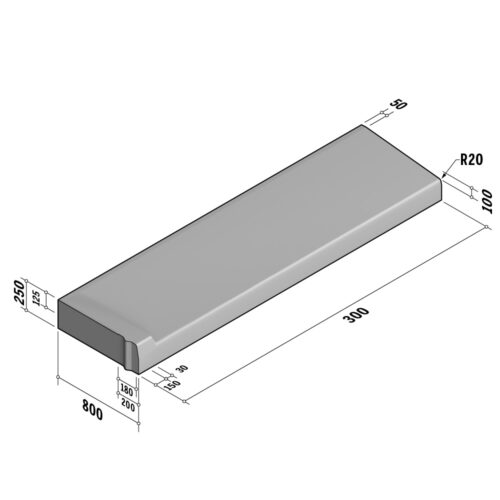 Highway 180-200 Entry | 800x250 | Entry Kerb | L-3000 | Left | Half-Battered | VBSQ