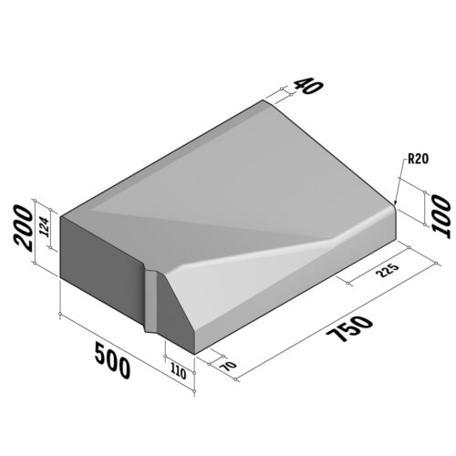 Highway 110-220 Entry | 500x200 | Entry Kerb | L-750 | Left | Splay | VBSQ