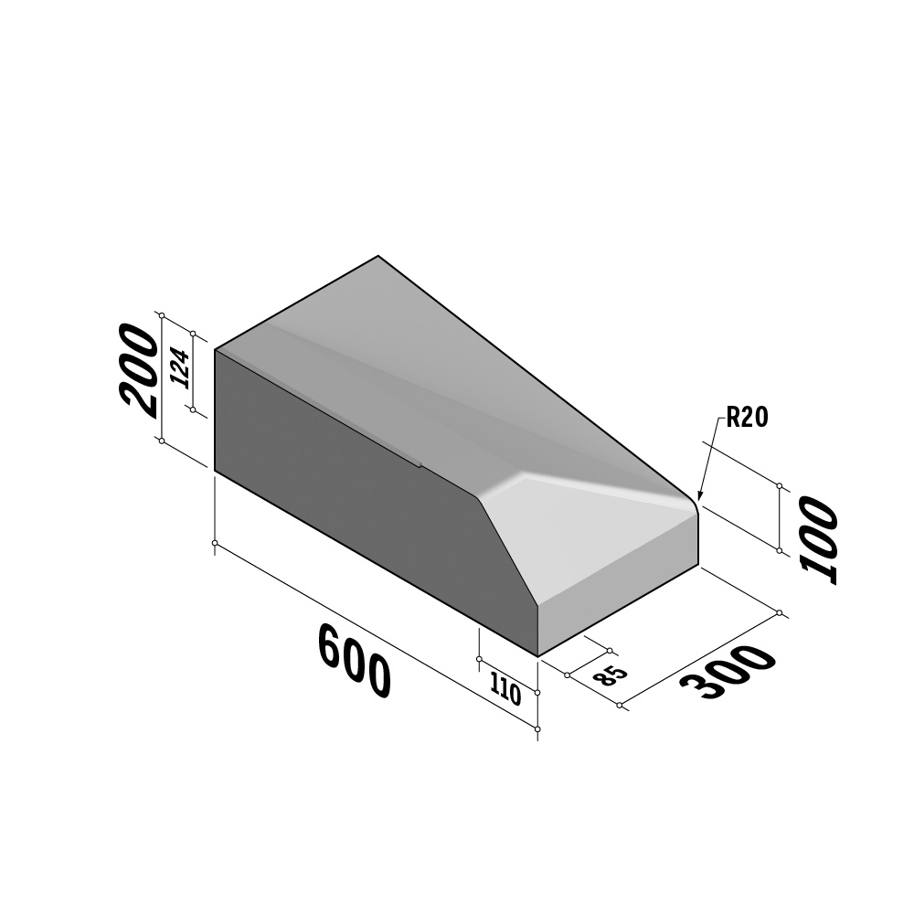 Highway 110-220 Entry | 600x200 | Entry Kerb | L-300 | Left | Splay | SQ