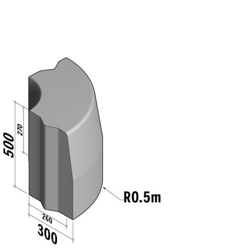 Highway 260-300x500 | 260-300x500 | Radius | L-785 | External | 0.5m | Half-Battered | VB