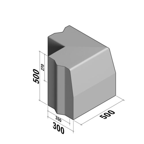 Highway 260-300x500 | 260-300x500 | Return Corner | L-500 | External | 90° | Half-Battered | VB