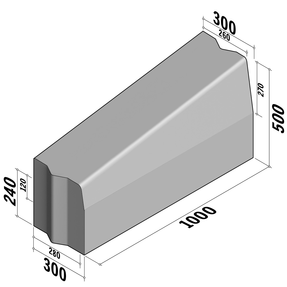 Highway 280-300x240 | 280-300x240 | Transition | to 260-300x500 | L-1000 | Half-Battered | VBVB