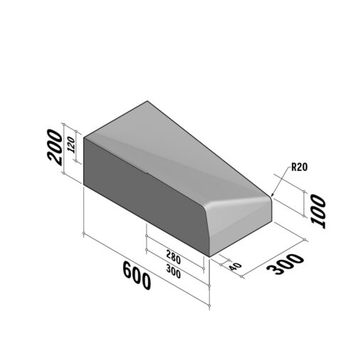Highway 280-300 Entry | 600x200 | Entry Kerb | L-300 | Left | Half-Battered | SQ
