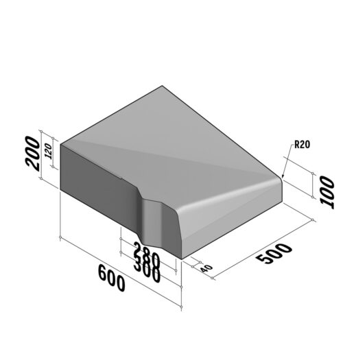 Highway 280-300 Entry | 600x200 | Entry Kerb | L-500 | Left | Half-Battered | VBSQ