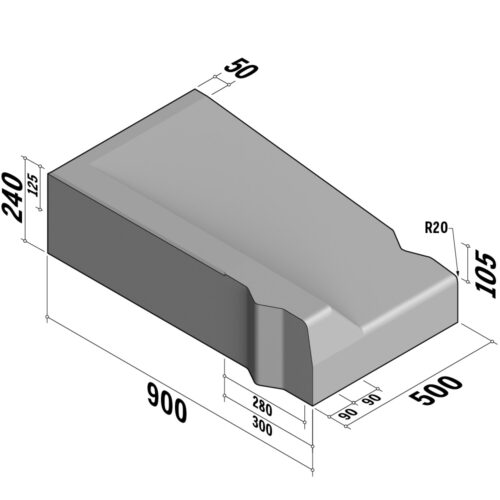 Highway 280-300 Entry | 900x240 | Entry Kerb | L-500 | Left | Half-Battered | VB