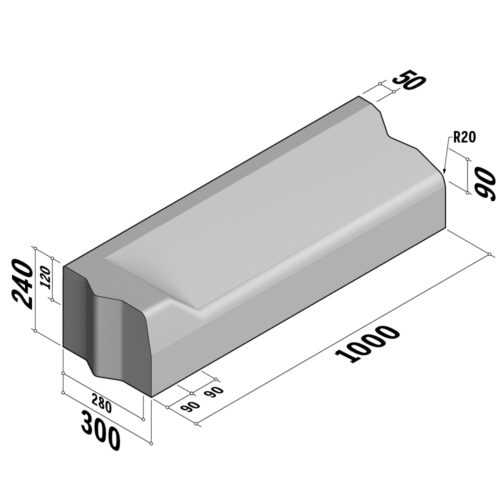 Highway 280-300 Entry | 280-300x240 | Entry Kerb | L-1000 | Left | Half-Battered | VB