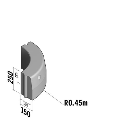Reflector 130-150 | 130-150x250 | Radius | L-700 | External | 0.45m | Half-Battered | HD