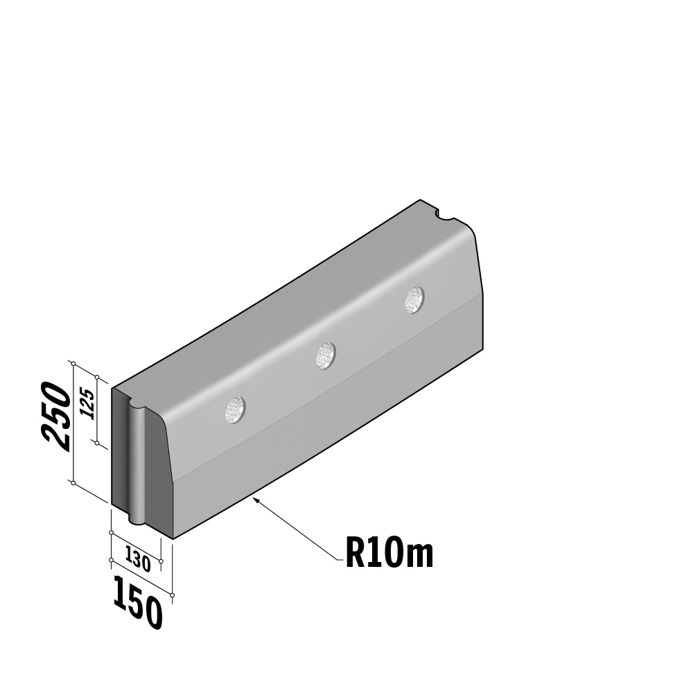 Reflector 130-150 | 130-150x250 | Radius | L-785 | External | 10m | Half-Battered | HD