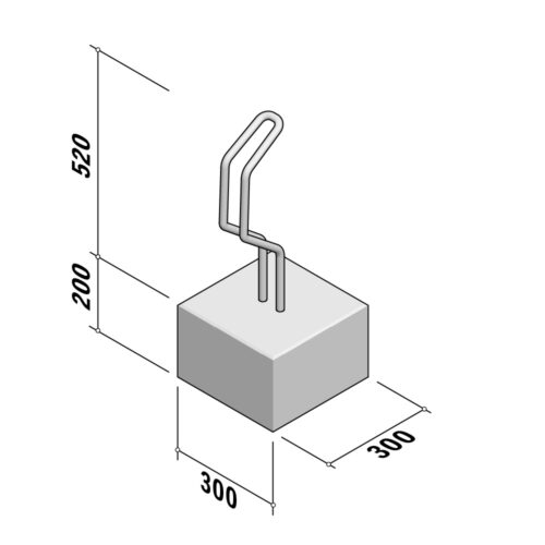 Bicycle Stands | 90 degree | Galvanized bracket 45° | 300x300x200