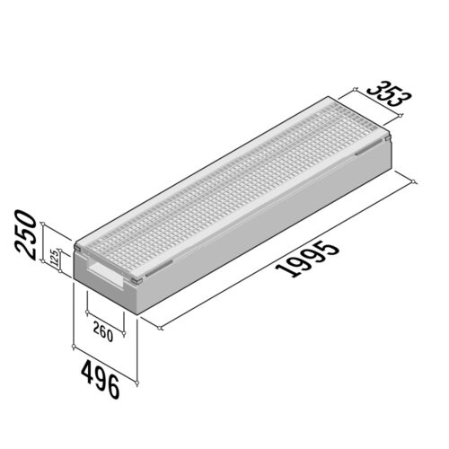 Double XL Drainage | Grill channel Liquid Tight | 496x250x1995