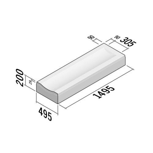 Double XL Drainage | Open End Gutter Liquid Tight | 495x200x1495