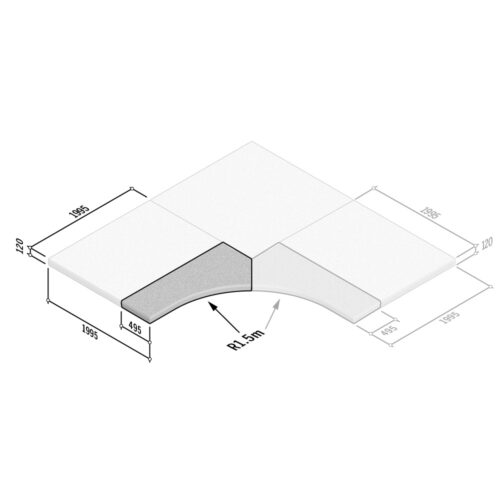 Double XL Sport | Corner R1.5m | 1430-495x1995x120 Left