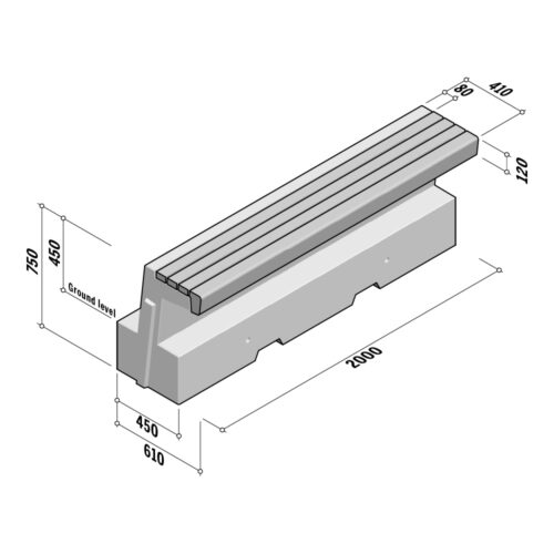 Greenline | Straight | A1 450 Seat | 4 Slats Bamboo | 410-450x750 | L2000