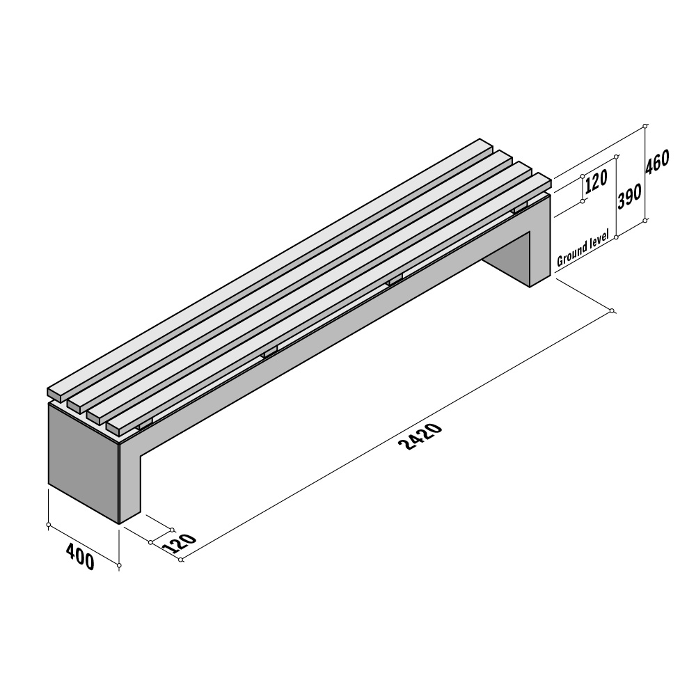 Park Benches | Medium | Slats Seat | 400x460 | L2420
