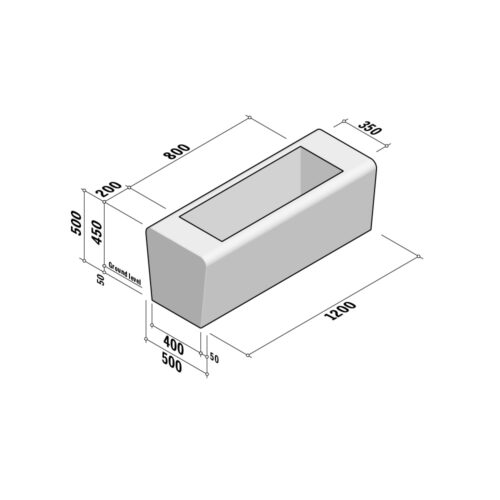 Solid Double Sided | Straight | Planter | 500-450x500 | L1200