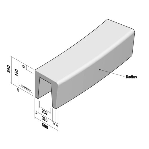 Solid Hollow | Radius External | 500-450x500 | L1570 | 3m