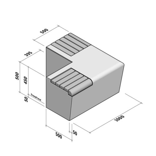 Solid | Return External | Seat | 500-450x500 | L1000 | 90°