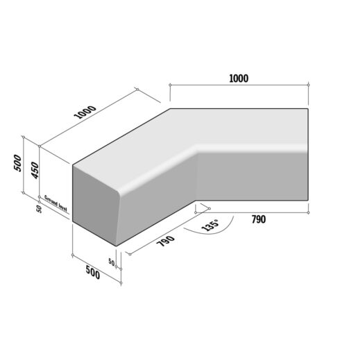 Solid | Return Internal | 500-450x500 | L1000 | 135°