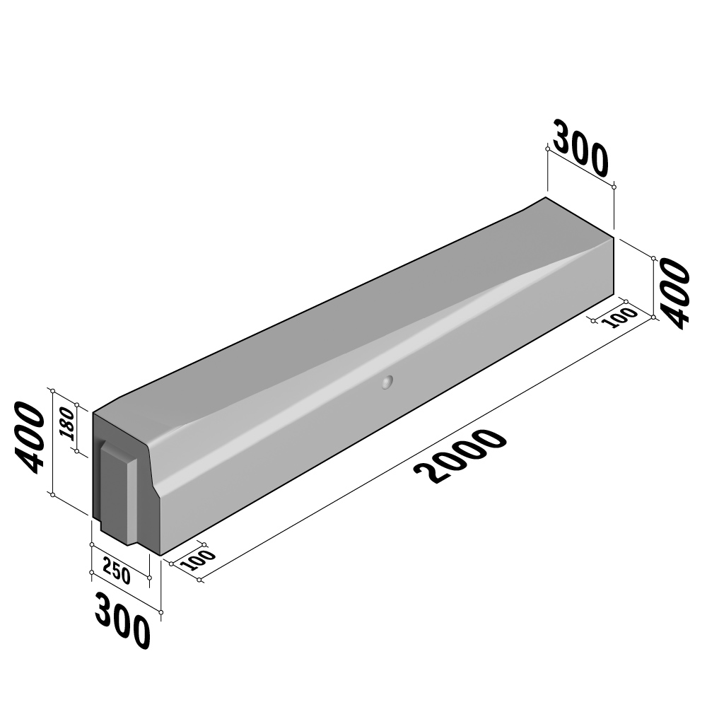 Bus Stop HOV | 250-300x400 | End Transition | to 300x220 | L-2000 | Right | Half-Battered | VVBSQ