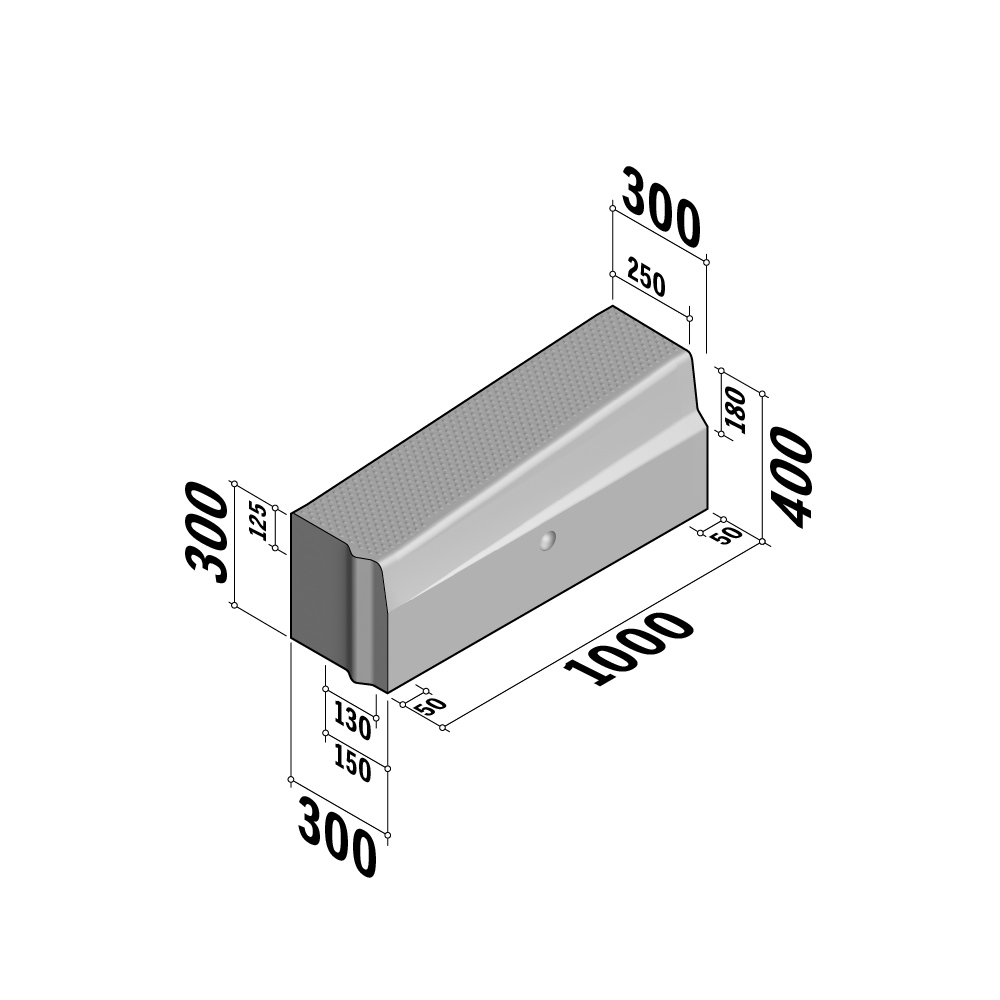 Bus Stop HOV | 250-300x400 | Transition | to 130-150x340 | L-1000 | Left | Half-Battered | VBVVB