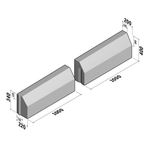 Bus Stop 100-200 | 100-200x400 | Transition COMBI | to 110-220x340 | L-1000 | Left | Half-Battered | VVBVB
