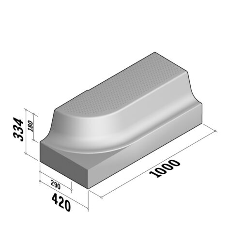 Bus Stop P18 | 420x334 | Return Corner | L-1000 | External | 90° | Left | Half-Battered | SQ