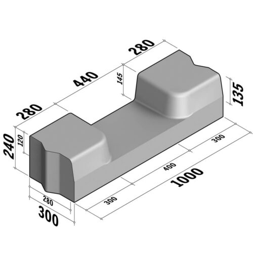 Drainage Gap  | Gap 280-300x240 | Straight | L-1000 | Half-Battered | VB