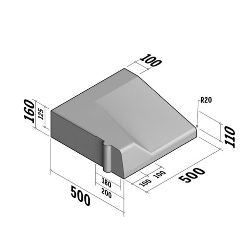Entry Kerb 180-200 | 500x160 | L-500 | Left | Half-Battered | HDSQ