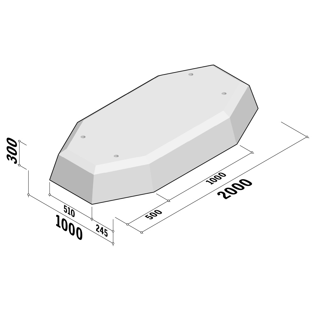Guide Block | Wheel Edge | 1000x2000x300