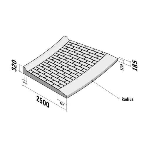 Roundabout Plateaus | 2200 Cobble Pattern Radius External | 2500x320 | L-3390 | 13.5m