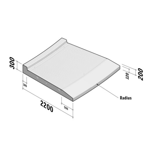 Roundabout Plateaus | 2200 Rib Radius External | 2200x300 | L-2280 | 12.75m