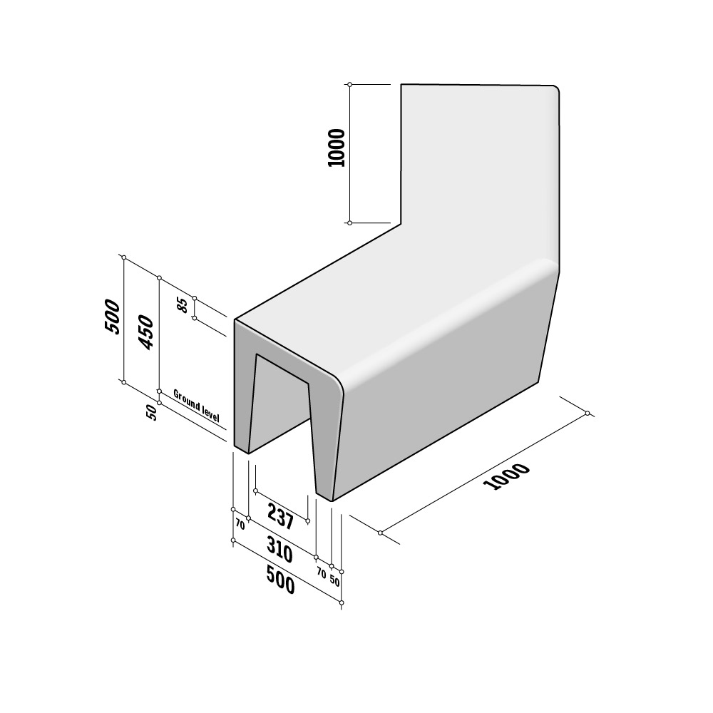 Solid Hollow | Return External | 500-450x500 | L1000 | 135°