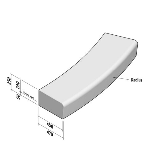 Solid | Radius External | Low | 470-450x250 | L1250 | 0.8m