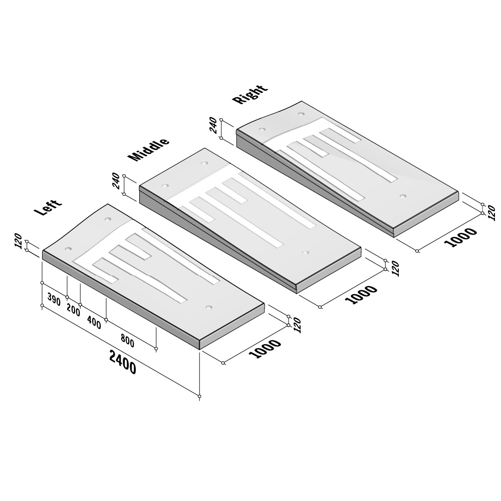 Traffic Hump 20mph | 2400 Sinusoidal 120 | 120-240x2400 | L-1000 | Left - Image 2