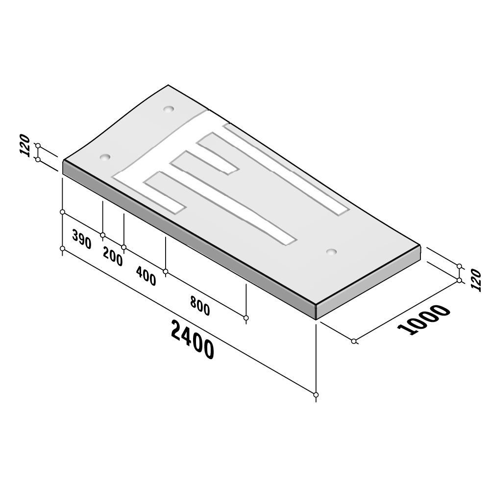 Traffic Hump 20mph | 2400 Sinusoidal 120 | 120-240x2400 | L-1000 | Left