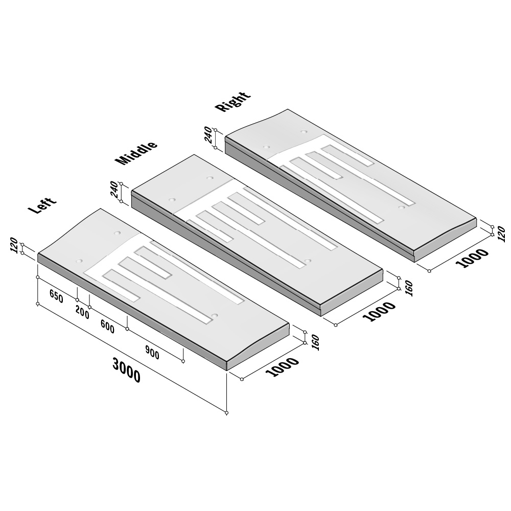 Traffic Hump 30mph | 3000 Sinusoidal 80 | 160-240x3000 | L-1000 | Left - Image 2