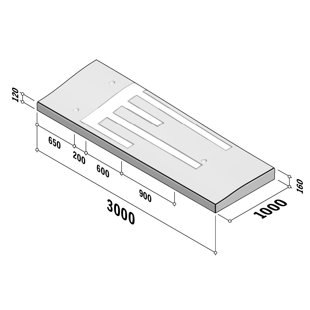 Traffic Hump 30mph | 3000 Sinusoidal 80 | 160-240x3000 | L-1000 | Left