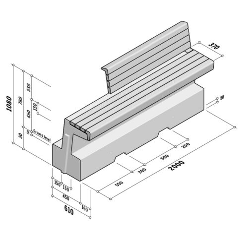 Greenline | Straight | A1 450 Seat with slim back | 4 Slats | 410-450x750 | L2000 | Left